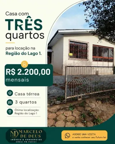 Casa com 3 Quarto(s) e 1 banheiro(s) para Alugar, 80 m² por R$ 2160 / Mês