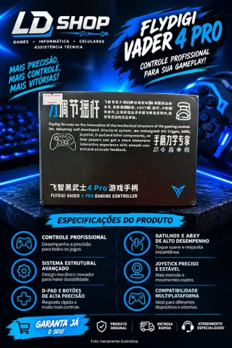 Controle Flydigi Vader 4 Pro Bluetooth para PC, Switch, iOS e Android Preto