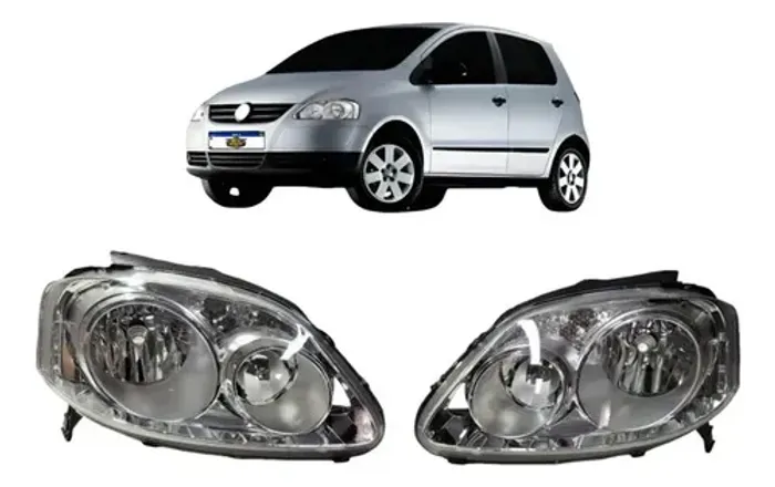Par Farol Fox 2004 A 2009 Cromado Foco Duplo  Ambos Lados