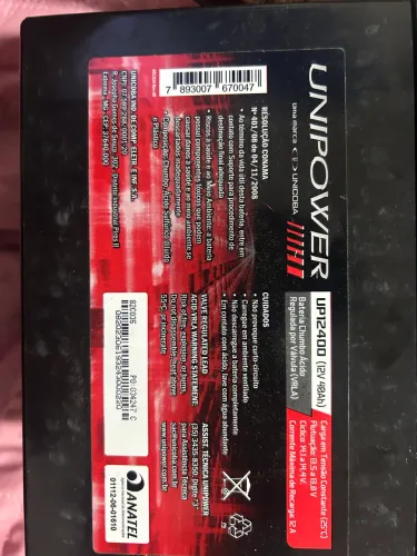 Bateria Unipower 12V 40Ah Estacionária VRLA UP12400 - Nova