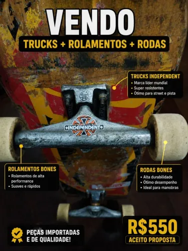 Truck Independent + Rolamento Bones + Rodas Bones ? Setup Importado