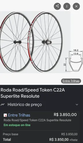 Rodas Road/Speed TokenC22A Superlite Resolute, Novas! Estao na Caixa!!!