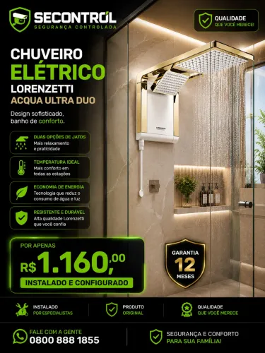 Chuveiro lorenzetti acqua ultra ouro , instalado