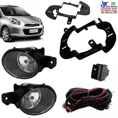 Kit Farol de Milha Nissan March 2012 2013 2014 Auxuliar Neblina