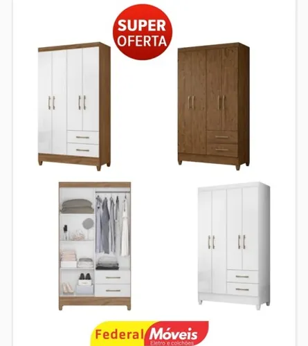 Guarda roupa solteiro 4 portas- novo na caixa- entregamos
