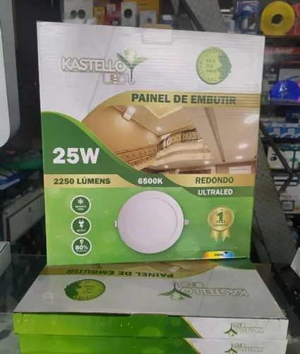 Painel led redondo 25w embutir branco (Somos distribuidora)