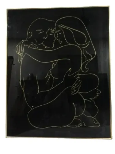 Quadro Vitral Casal Apaixonado Anos 80 (0,76 cm x 0,61 cm)