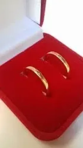 Alianças Par 2 mm Ouro 18 Kilates Casamentto Noivado Casal Maciça 1.60 Gramas Par Maciça B