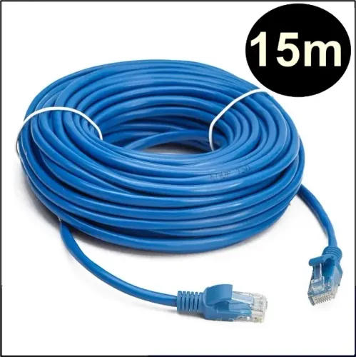 Cabo Rede Rj45 15m Ethernet Patch Cord Cat5e Azul 15 Metros