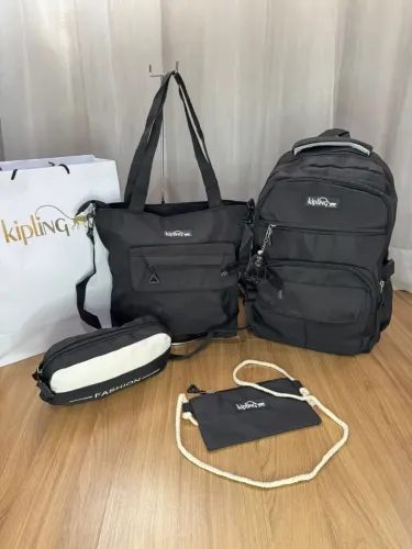 Kit 4 peças Kipling - Mochila, Bolsa, Necessaire e Bolsa Pequena