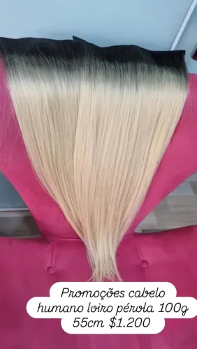 Promoção Mega Hair Cabelo Humano Loiro Pérola 55cm
