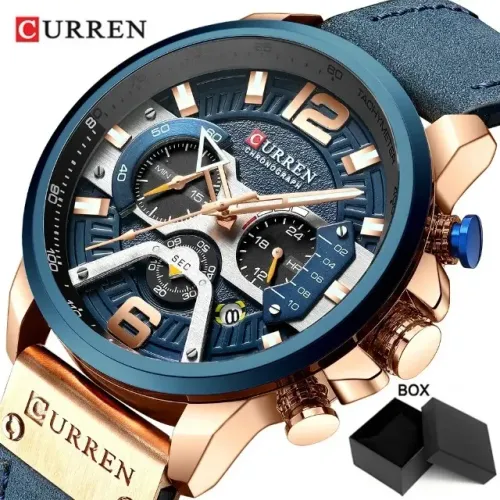 Relógio Masculino Curren 8329 Luxo Original Cronografo Funcional Ativo Azul Marinho