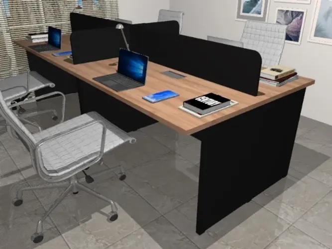 Estação Top White Office Alto Padrão. 4 Cxs. de Tomadas: L240cm x P130cm x A74cm