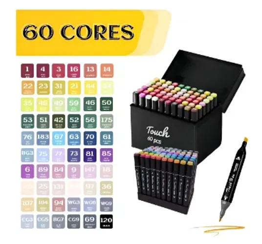 Conjunto com 60 Cores Canetas Permanente Adoro Festa Marcador Ponta Dupla z1425