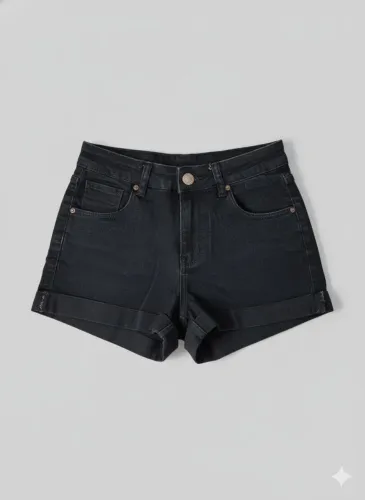 Shorts Jeans Preto Feminino