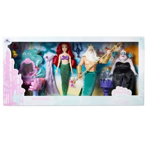 SET BONECA ARIEL,TRITAO E URSULA DISNEY STORE NOVO LACRADO
