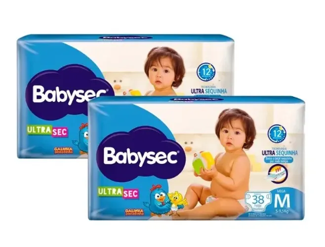Kit 2 Fraldas Babysec Galinha Pintadinha Tam. M - 76 Unidades (Total)