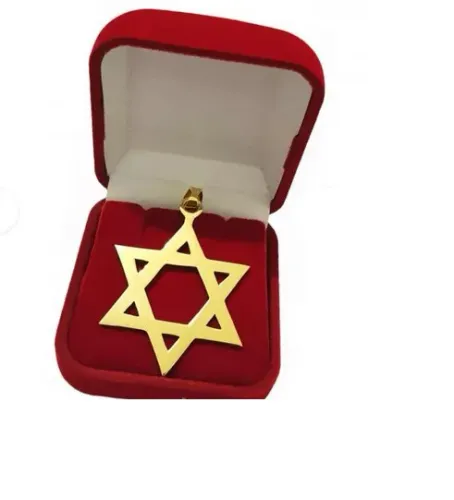 Pingente Ouro 18 Kilates Estrela de Davi 20 mm Peso 2.00 Gramas