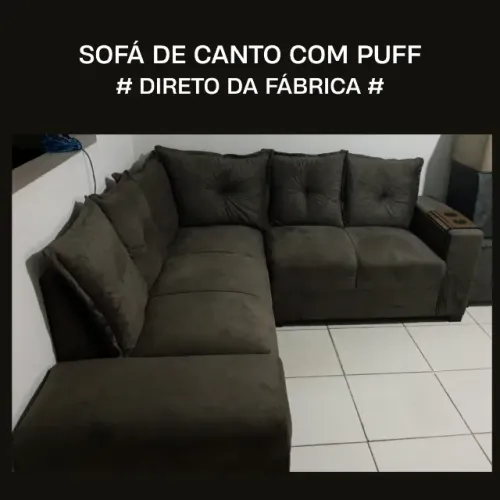 Oferta Sofá de Canto com Puff Direto da Fabrica