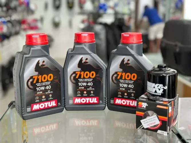 Kit Óleo Motul 7100 10w40 Sintético 3 Litros + 1 Filtro de óleo K&N Suzuki/Yamaha/triumph