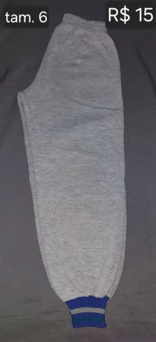 Calça de Moletom Cinza Infantil Tamanho 6
