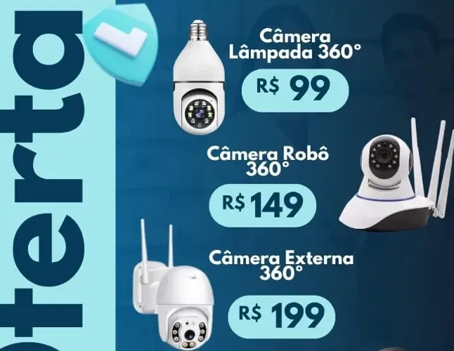 CAMERA LAMPADA 360° WIFI COM MICROFONE/INFRAVERMELHO 