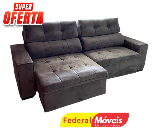 Sofá Retrátil Promoção 2,30m Marrom - Entregamos