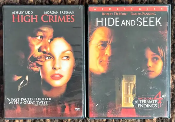2 DVD HIGH CRIMES EM PRIMEIRO GRAU e HIDE AND SEEK O AMIGO OCULTO MORGAN FREEMAN ROBERT DE