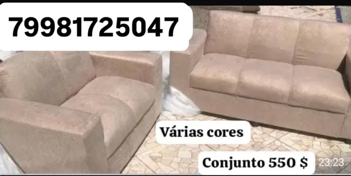 Conjunto de sofá dois e três lugares