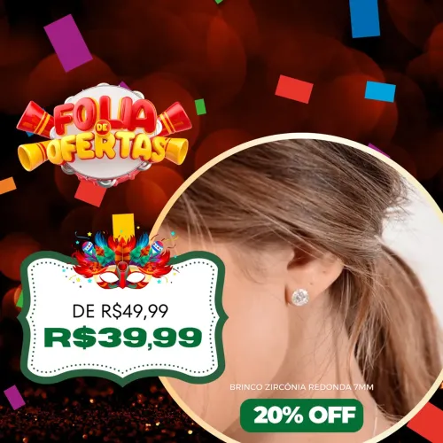 Brinco Zircônia Redonda 7mm Unissex Prata Legítima 925 na PROMOÇÃO!!