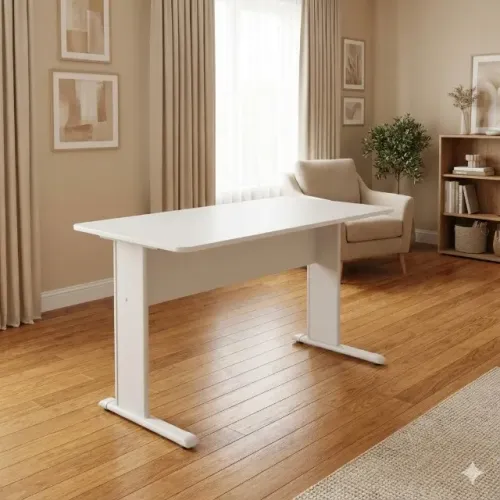 Mesa JOB para Escritório 1,20×0,60m Cinza Funcional Sem Gavetas Prática Modelo 43099