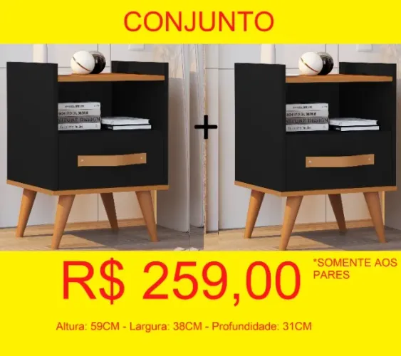 Mesa de cabeceira em KIT 2 Belíssimas unidades