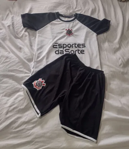 Conjunto Infantil do Corinthians 2025 Short e Camisa Tamanho 10 anos