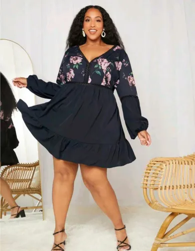Vestido plus size flores tamanho 52/54