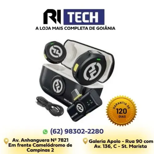 Microfone Lapela profissional Lark M2 Hollyland Video Blogueira Combo Tipo C e iPhone