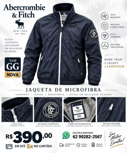 Blusa jaqueta Abercrombie importada GG nova de 