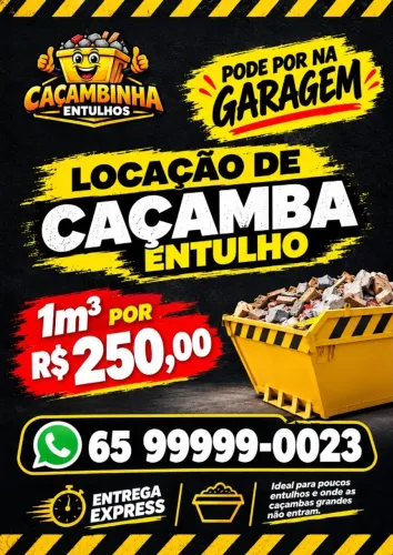 Caçamba entulho, 1m3 - R$ 250,00