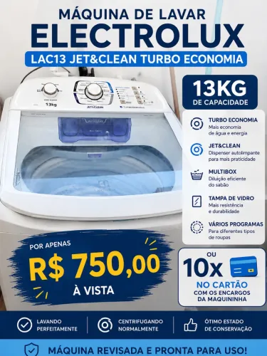 Máquina de Lavar Electrolux 110v LAC13 Jet&Clean Turbo Economia - 13kg