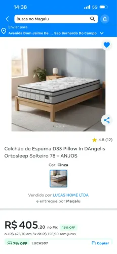 Vendo colchão de solteiro em perfeito estado