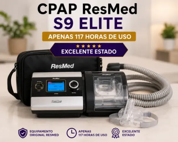 CPAP ResMed S9 Elite + Umidificador H5i Completo - Apenas 117 Horas de Uso