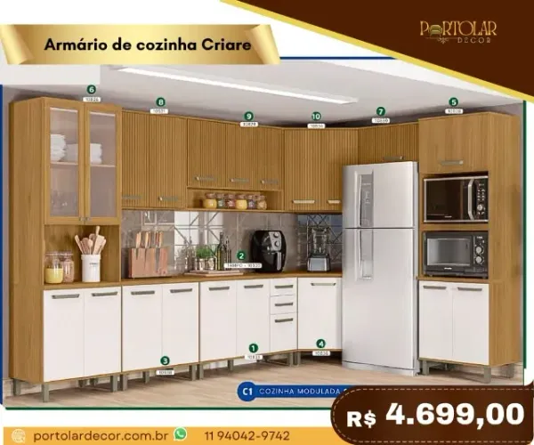 Armário de cozinha Criare, a pronta entrega