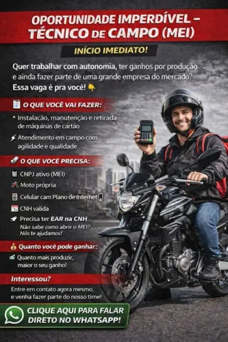 Técnico entregador de máquinas de cartão