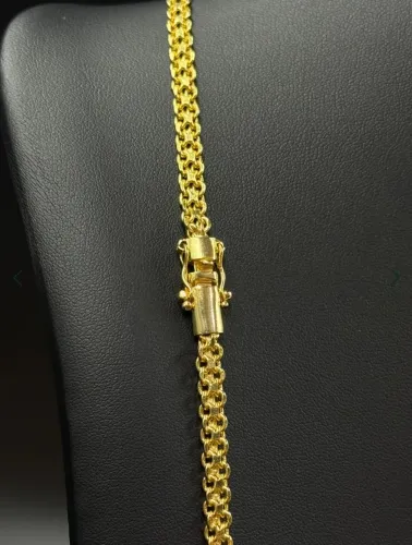 Kit Corrente e Pulseira Cadeado Duplo Banhada A Ouro 18k (6 mm x 70 cm)