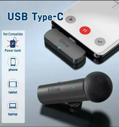 Microfone fifine de lapela sem fio para gravação FIFINE M6 Type-C