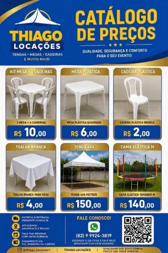 Aluguel Mesas cadeiras tendas