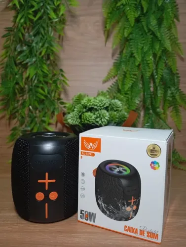 Caixa de Som Bluetooth 50W RGB Portátil Altomex AL-8391-B Resistente a Respingos