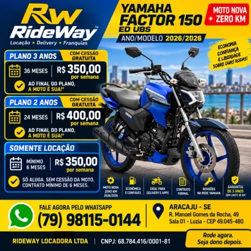 Vendo ou alugo com cessão gratuita: FACTOR 150 ED UBS - 2026/2026 0km