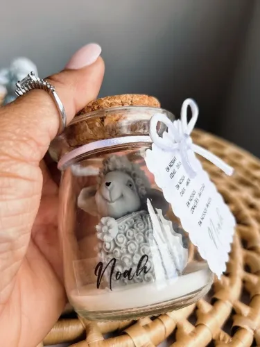 Lembracinhas velas aromáticas ovelhinha em frasco de vidro com rolha