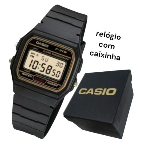 Relogio Casio F91w série ouro à prova d'água premium com caixinha Casio