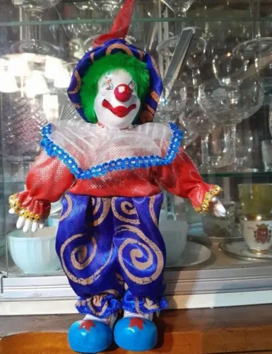boneco palhaço vintage de porcelana